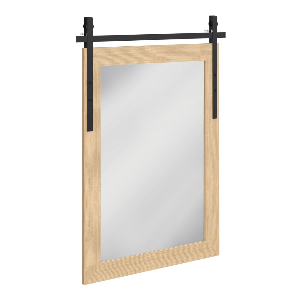 HOMCOM 110 x 66 cm Rectangle Mirror, Farmhouse Wall Mirror for Living Room, Bedroom, Hallway, White Oak