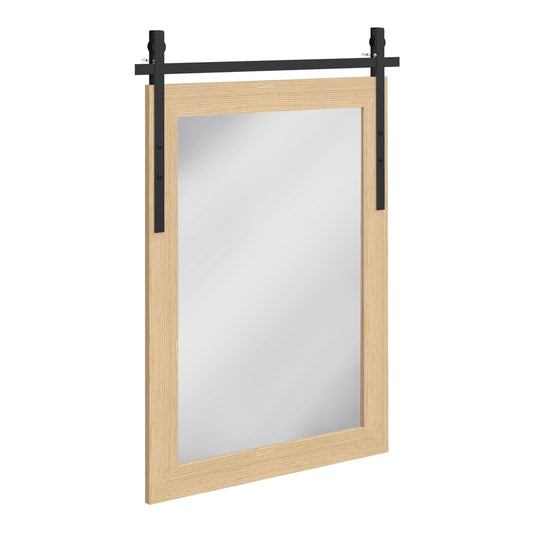 HOMCOM 110 x 66 cm Rectangle Mirror, Farmhouse Wall Mirror for Living Room, Bedroom, Hallway, White Oak