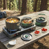 Outsunny Camping Cookware Set for 2-3 People, Ultralight Aluminium Camping Cooking Kit with Anti-Scald Handles, Grey