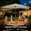 Outsunny 3 m Garden Parasol Umbrella with 112 Solar Powered LED Lights, Patio Umbrella with Crank Handle, Beige