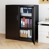 File Pantry Cabinet Steel Storage Organizer with 2 Lockable Doors-Black