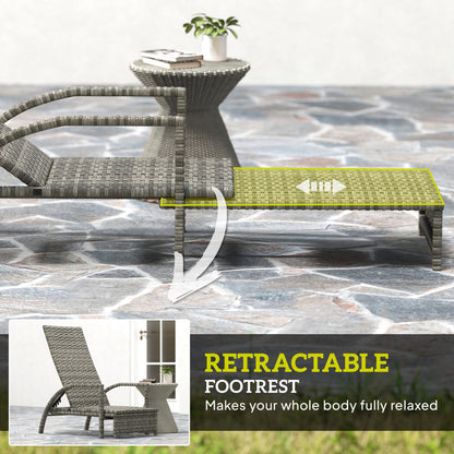 Outsunny Reclining Rattan Lounger in Grey