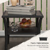 Outsunny Two-tier PE Rattan Square Coffee Table - Black