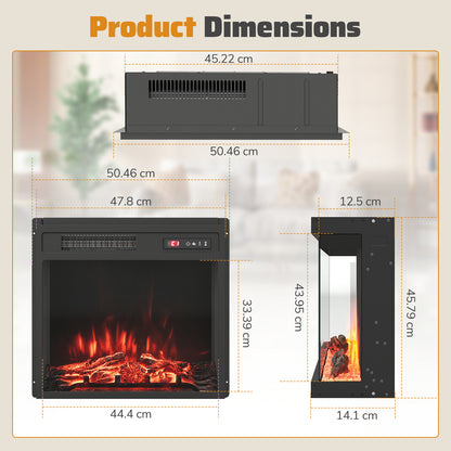 20 Inch Electric Fireplace Insert 750W/1500W Fireplace Heater with Remote Control