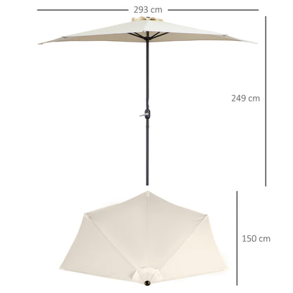 Outsunny 3(m) Half Parasol in Cream White