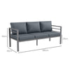 Outsunny Aluminium Three-Seater Garden Bench, with Cushions - Grey