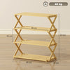 HOMCOM Four-Tier Folding Bamboo Shoe Rack - Natural Finish