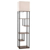 Floor Lamp with Shelves 5-Tier Industrial Shelf Lamp with Linen Fabric Shade