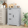 Floor Cabinet with Barn Door and 3 Storage Drawers-Grey