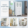 Floor Storage Cabinet with 2 Glass Doors, 2 Drawers and Adjustable Shelves-White