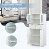 Floor Storage Cabinet with 2 Glass Doors, 2 Drawers and Adjustable Shelves-White