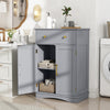 Floor Storage Cabinet with Doors and Adjustable Shelf-Grey