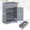 Floor Storage Cabinet with Doors and Adjustable Shelf-Grey