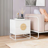 Fluted Nightstand Modern Mid Century Side Table Set of 2-White