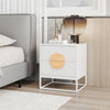 Fluted Nightstand Modern Mid Century Side Table Set of 2-White