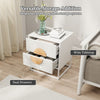 Fluted Nightstand Modern Mid Century Side Table Set of 2-White