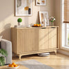 Fluted Sideboard with Adjustable Shelves and Sliding Door for Living Room-Natural