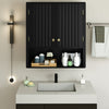 Fluted Bathroom Wall Cabinet Modern Double Door Medicine Cabinet-Black
