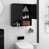 Fluted Bathroom Wall Cabinet Modern Double Door Medicine Cabinet-Black