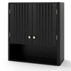 Fluted Bathroom Wall Cabinet Modern Double Door Medicine Cabinet-Black
