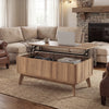 Fluted Lift Top Coffee Table 90CM Rectangle Wooden Center Table-Walnut