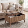 Fluted Lift Top Coffee Table 90CM Rectangle Wooden Center Table-Walnut
