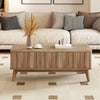 Fluted Lift Top Coffee Table with Lift Tabletop and Hidden Compartments-Brown