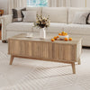 Fluted Lift Top Coffee Table with Lift Tabletop and Hidden Compartments-Brown