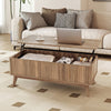 Fluted Lift Top Coffee Table with Lift Tabletop and Hidden Compartments-Brown