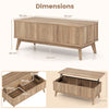 Fluted Lift Top Coffee Table with Lift Tabletop and Hidden Compartments-Brown