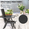 Outsunny Set of 2 Folding Chair, Aluminium Frame Outdoor Camping Chairs with Breathable Mesh Back and Seat, Garden Chair Set with Armrests for Balcony, Black