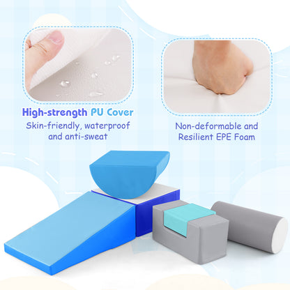 Foam Climbing Blocks with PU Cover for 1-3 Toddlers-Blue