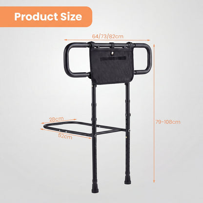 Foldable Bed Rail for Seniors Bed Rail for Elderly Adults Safety with Adjustable Width and Height-Black