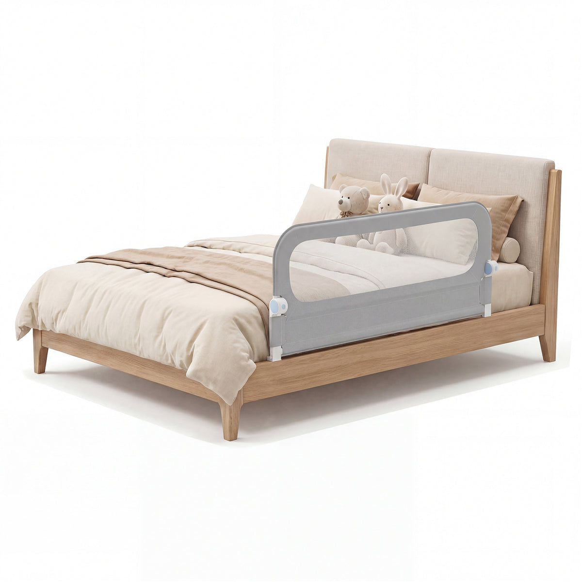 Foldable Bed Rail for Toddlers 120 Long with Removable Cover-Grey