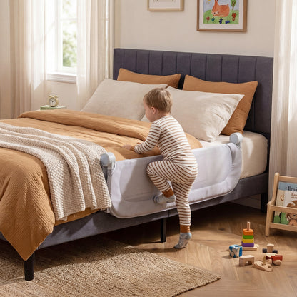 Foldable Bed Rail for Toddlers 120 Long with Removable Cover-Grey