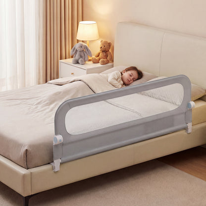 Foldable Bed Rail for Toddlers 148 Long with Removable Cover-Grey