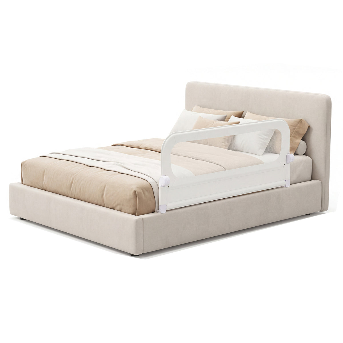 Foldable Bed Rail for Toddlers 148 Long with Removable Cover-White