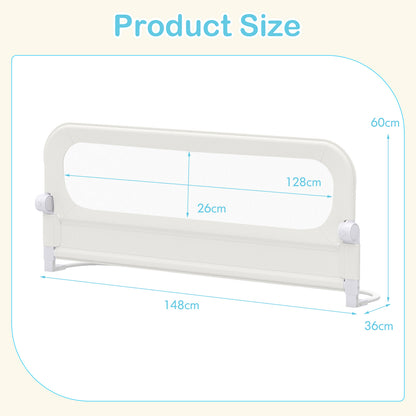 Foldable Bed Rail for Toddlers 148 Long with Removable Cover-White