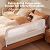 Foldable Bed Rail for Toddlers 178 Long with Removable Cover-White