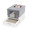 Foldable Cat Litter Box with Lid Large Fully Enclosed Cat Toilet with Front Entry and Flip Top Exit-Grey