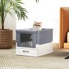 Foldable Cat Litter Box with Lid Large Fully Enclosed Cat Toilet with Front Entry and Flip Top Exit-Grey