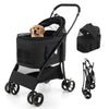Foldable Pet Stroller with 4-Level Adjustable Canopy and Storage Basket-Black