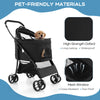 Foldable Pet Stroller with 4-Level Adjustable Canopy and Storage Basket-Black