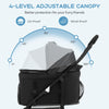 Foldable Pet Stroller with 4-Level Adjustable Canopy and Storage Basket-Black