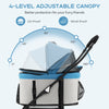 Foldable Pet Stroller with 4-Level Adjustable Canopy and Storage Basket-Blue