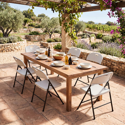 Foldable Plastic Chairs Set of 6 with Ergonomic Backrest