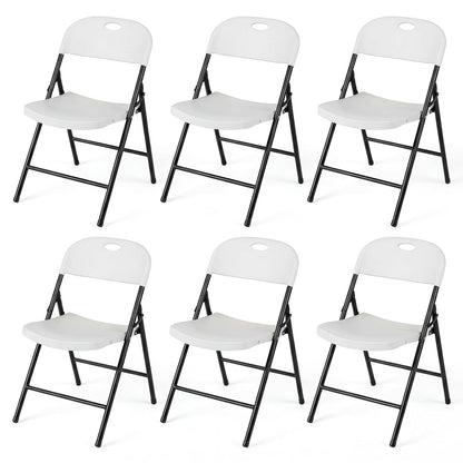 Foldable Plastic Chairs Set of 6 with Ergonomic Backrest
