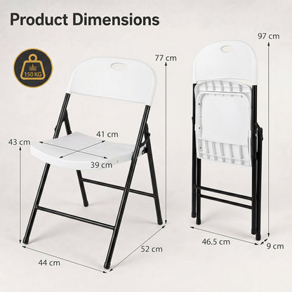 Foldable Plastic Chairs Set of 6 with Ergonomic Backrest