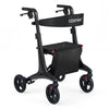Foldable Rollator Walker with Seat and Carbon Fiber Structure for Seniors-Black
