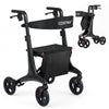 Foldable Rollator Walker with Seat and Carbon Fiber Structure for Seniors-Black